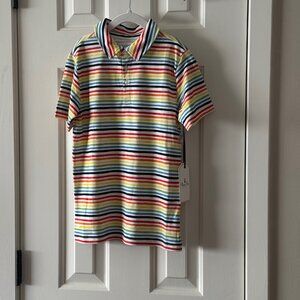 New Classic Prep Boys Short Sleeve Hayden Polo Painted Rainbow Stripe Size 8